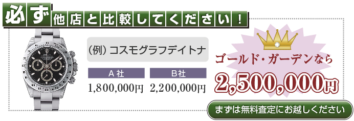 ロレックス買取必ず他店と比較してください！